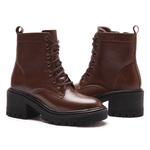 BOTA FEMININA COTURNO EM COURO TRATORADA 40F125-CAFE