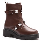BOTA FEMININA COTURNO EM COURO TRATORADA COM SPIKE 40F126-CAFE