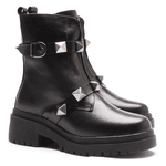BOTA FEMININA COTURNO EM COURO TRATORADA COM SPIKE 40F126-PRETO