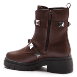 BOTA FEMININA COTURNO EM COURO TRATORADA COM SPIKE 40F126-CAFE