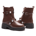 BOTA FEMININA COTURNO EM COURO TRATORADA COM SPIKE 40F126-CAFE