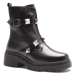BOTA FEMININA COTURNO EM COURO TRATORADA COM SPIKE 40F126-PRETO