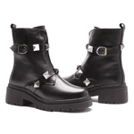 BOTA FEMININA COTURNO EM COURO TRATORADA COM SPIKE 40F126-PRETO