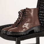 BOTA FEMININA COTURNO EM COURO TRATORADA 40F120-CAFE