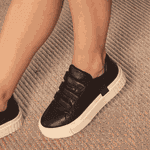 Tênis Sneaker Feminino Portofino - Preto Brilhante