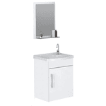 Kit Gabinete e Pia para Banheiro Turim Branco 39cm Rorato – Compacto, Funcional e Elegante