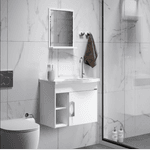 Armário De Banheiro Turim 55,5x44,5cm Rorato Branco + Pia + Espelho