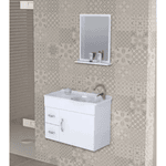 Gabinete Suspenso Siena com 2 Gavetas Branco 55,5cm e Espelheira Rorato – Elegância e Funcionalidade