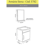 Kit Siena Suspenso 1 Porta 39cm com Armário Rorato, Pia em Mármore Sintético e Espelheira