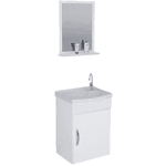 Kit Siena Suspenso 1 Porta 39cm com Armário Rorato, Pia em Mármore Sintético e Espelheira