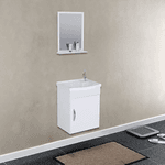 Kit Siena Suspenso 1 Porta 39cm com Armário Rorato, Pia em Mármore Sintético e Espelheira