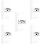 Kit 5 Tomadas 2P+T 10A Alumbra InovaPro com Placa 4×2 Branco – Segurança e Acabamento Profissional