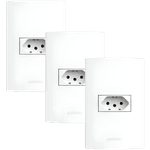Kit 3 Tomadas 2P+T 10A Alumbra InovaPro com Placa 4×2 Branco – Instalação Completa