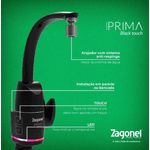 Torneira Elétrica Zagonel Prima Black 5500W 220V com Comando Eletrônico