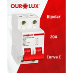 Kit 6 Disjuntores Ourolux 20A Bipolar Curva C