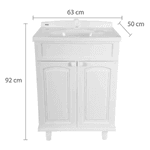 Gabinete Max Plástico Com Lavatorio 50x63x92cm Gab2 Astra Branco Branco Um Furo