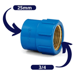 Luva Soldável Krona com Bucha de Latão 25mm x 3/4 – Kit com 20 Peças