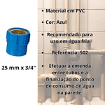 Luva Soldável Krona com Bucha de Latão 25mm x 3/4 – Kit com 20 Peças
