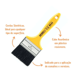 Trincha Média para Pintura com Esmalte Cerda Preta 3” Atlas