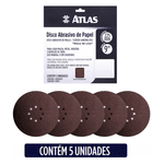 Disco Abrasivo Papel 225mm Grão 220 com 5 Peças - AT516-220 Atlas