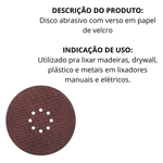 Disco Abrasivo Papel 225mm Grão 220 com 5 Peças - AT516-220 Atlas