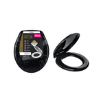 Assento Sanitário De Cores Marmorizado Oval Cor Preto Atlas