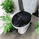 Assento Sanitário De Cores Marmorizado Oval Cor Preto Atlas