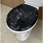Assento Sanitário De Cores Marmorizado Oval Cor Preto Atlas