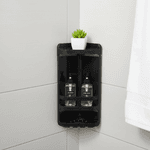 Cantoneira Plástica Dupla com Saboneteira Astra Preto – 21x14x40,5cm