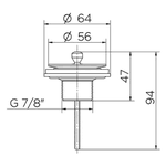 Válvula Saída D'água Docol Lavatório Universal Tampa Cr 7/8