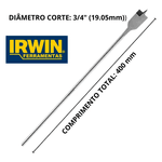 Broca Chata Extra Longa P/ Madeira 19mm 3/4 Pol. Irwin Iw14017