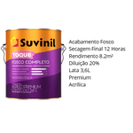 Tinta Acrílica Suvinil Toque Fosco Completo Premium Branco Neve 3,6L