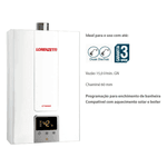 Aquecedor De Água A Gás Lorenzetti Lz 1600 De Branco 15 Litros Digital Gás GN