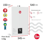 Aquecedor De Água A Gás Digital Rheem 15 Litros Gn Gás Natural