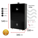 Aquecedor A Gás Rheem 20 Black Premium Connect Wi-fi Cor Preto Tipo De Gás Gn