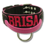 Coleira Para Cachorro Com Alça Personalizada (preto e pink) + Guia 80cm
