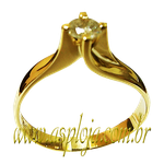 Anel Solitario em Ouro 18K com 1 Pedra de Diam 0,26 Ct