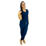 Pijama Cirúrgico Feminino Trendy - Alfaiataria Azul Marinho