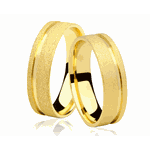 Alianças de casamento e noivado em ouro 18k 750 anatômica com fosco diamantado 5,00 mm