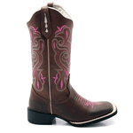 Bota Texana feminina Franca Boots- bordada Pink 