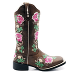 Bota Texana feminina Franca Boots bico quadrado flores F32