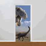 Adesivo para Porta - Dinossauros A Fuga