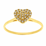 Anel Coração de Diamantes de Ouro 18K