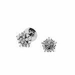 Brinco em Ouro Branco 18K Buquê Pequeno Pedras Diamante