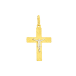 Pingente Crucifixo Ouro 18K Chapa Bicolor