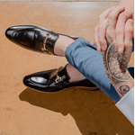 Sapato Loafer Casual Premium Couro Preto com Ferrinho Dourado