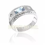 Anel De Formatura Masculino Em Ouro Branco 18k 0,750 Fa-009-n-b