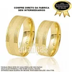 Alianças de Noivado18k polido diamantado com 7mm de largura