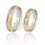 Aliança Em Ouro 18k e Ouro Branco Com Brilhante