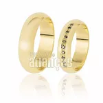 Par De Alianças De Ouro Amarelo 18k